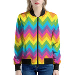 Colorful Zigzag Pattern Print Women's Bomber Jacket