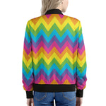 Colorful Zigzag Pattern Print Women's Bomber Jacket
