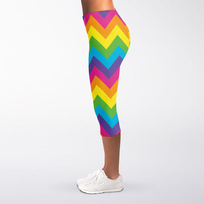 Colorful Zigzag Pattern Print Women's Capri Leggings