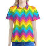 Colorful Zigzag Pattern Print Women's Polo Shirt