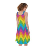 Colorful Zigzag Pattern Print Women's Sleeveless Dress