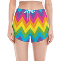 Colorful Zigzag Pattern Print Women's Split Running Shorts