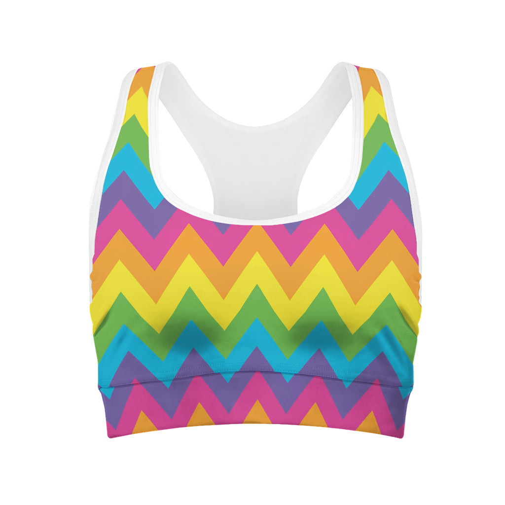 Colorful Zigzag Pattern Print Women's Sports Bra