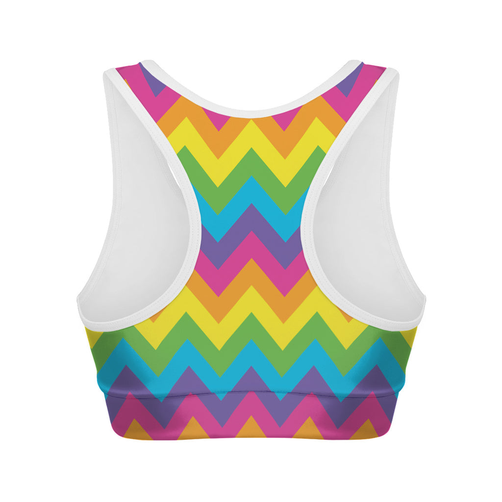Colorful Zigzag Pattern Print Women's Sports Bra