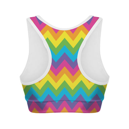 Colorful Zigzag Pattern Print Women's Sports Bra