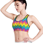 Colorful Zigzag Pattern Print Women's Sports Bra