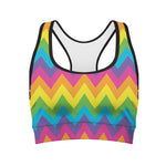 Colorful Zigzag Pattern Print Women's Sports Bra