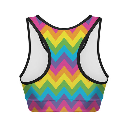 Colorful Zigzag Pattern Print Women's Sports Bra