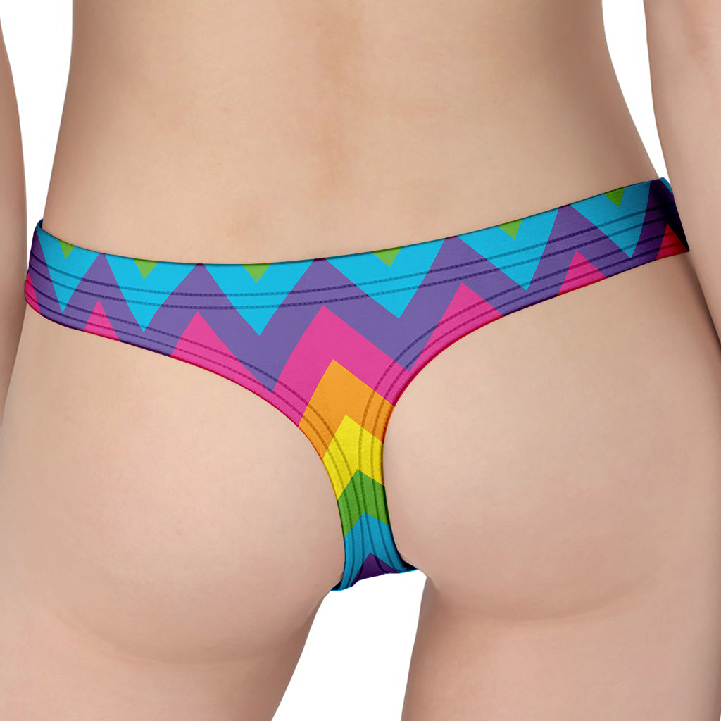 Colorful Zigzag Pattern Print Women's Thong
