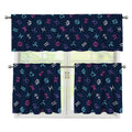 Colorful Zodiac Symbols Pattern Print 3 Piece Kitchen Curtains