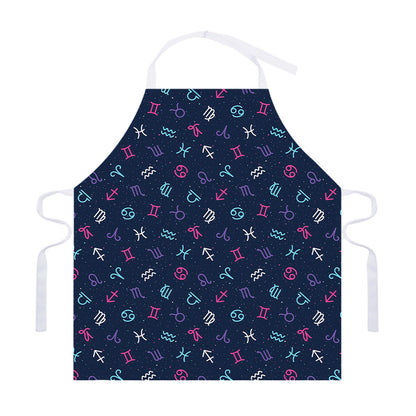 Colorful Zodiac Symbols Pattern Print Adjustable Apron