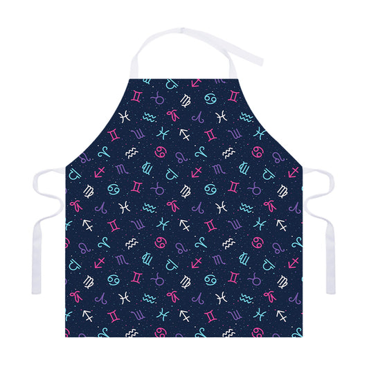 Colorful Zodiac Symbols Pattern Print Adjustable Apron