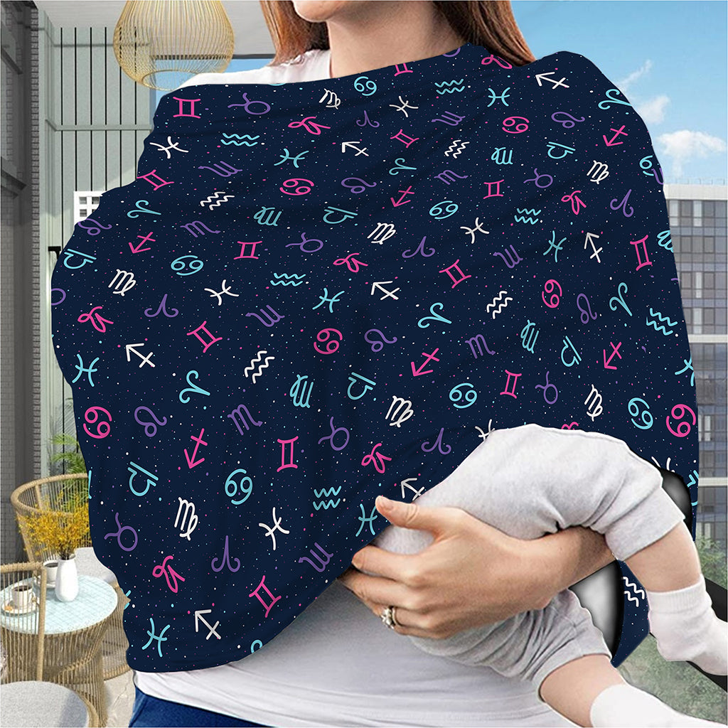Colorful Zodiac Symbols Pattern Print Baby Seat Cover