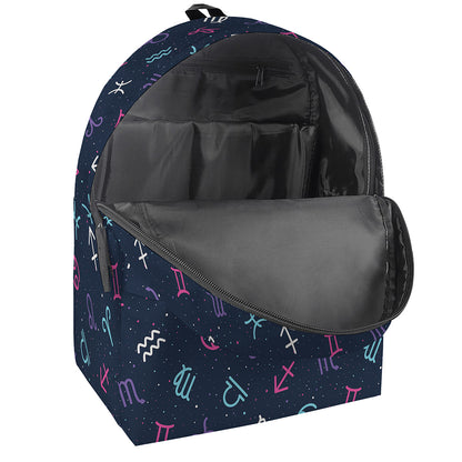 Colorful Zodiac Symbols Pattern Print Backpack
