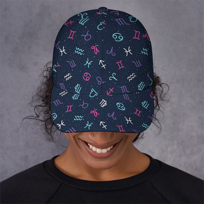Colorful Zodiac Symbols Pattern Print Baseball Cap