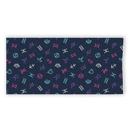 Colorful Zodiac Symbols Pattern Print Beach Towel