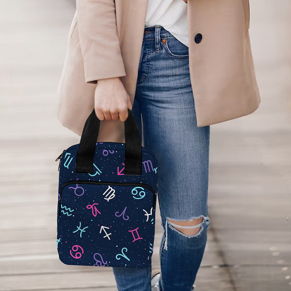 Colorful Zodiac Symbols Pattern Print Bible Tote Bag