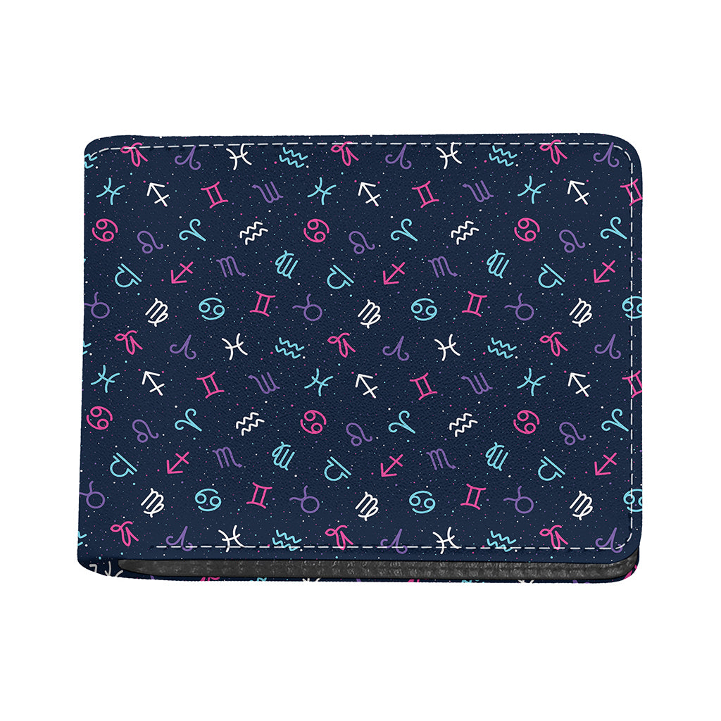 Colorful Zodiac Symbols Pattern Print Bifold Wallet