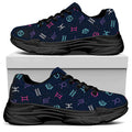 Colorful Zodiac Symbols Pattern Print Black Chunky Shoes