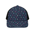 Colorful Zodiac Symbols Pattern Print Black Mesh Trucker Hat