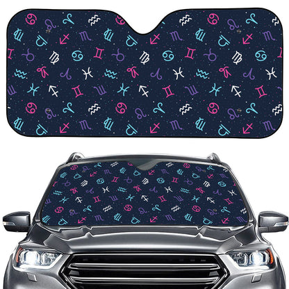 Colorful Zodiac Symbols Pattern Print Car Windshield Sun Shade