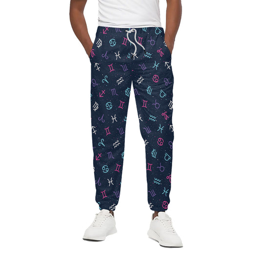 Colorful Zodiac Symbols Pattern Print Cotton Pants