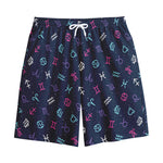 Colorful Zodiac Symbols Pattern Print Cotton Shorts