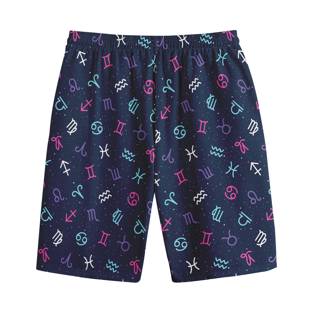 Colorful Zodiac Symbols Pattern Print Cotton Shorts