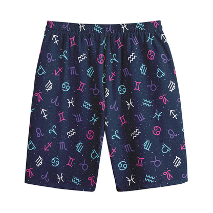 Colorful Zodiac Symbols Pattern Print Cotton Shorts