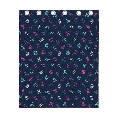 Colorful Zodiac Symbols Pattern Print Curtain