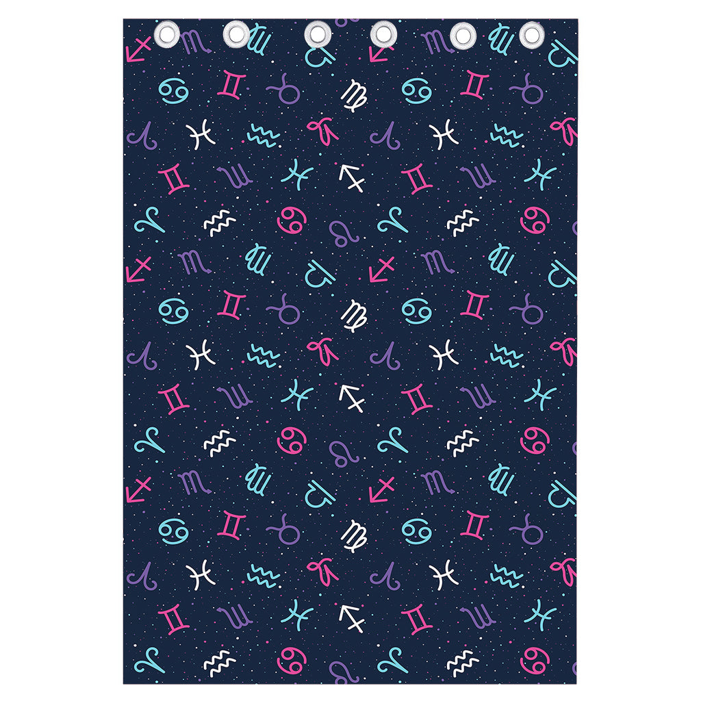 Colorful Zodiac Symbols Pattern Print Curtain