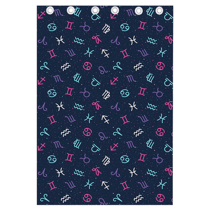 Colorful Zodiac Symbols Pattern Print Curtain