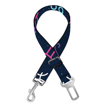 Colorful Zodiac Symbols Pattern Print Dog Seat Belt