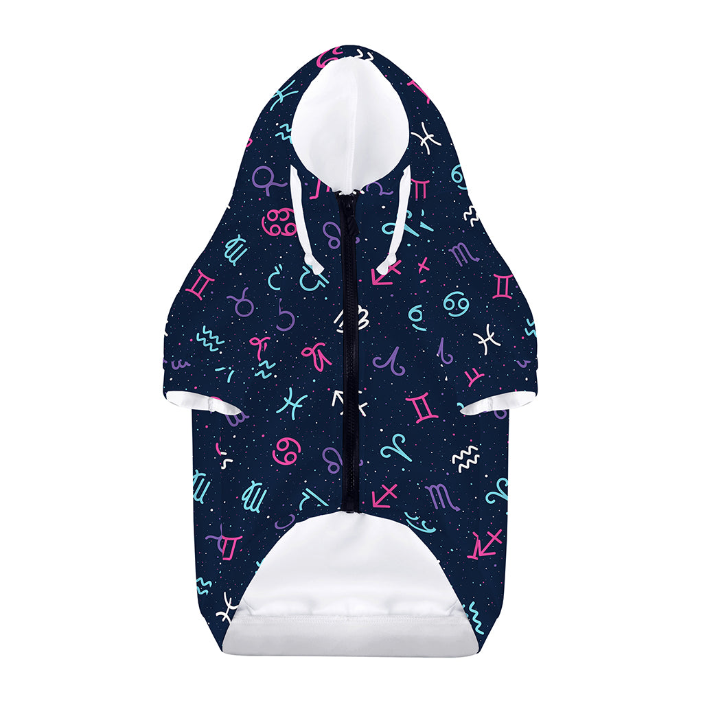 Colorful Zodiac Symbols Pattern Print Dog Zip Up Hoodie