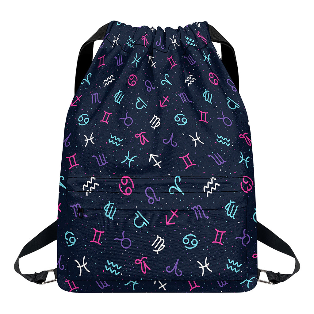 Colorful Zodiac Symbols Pattern Print Drawstring Backpack