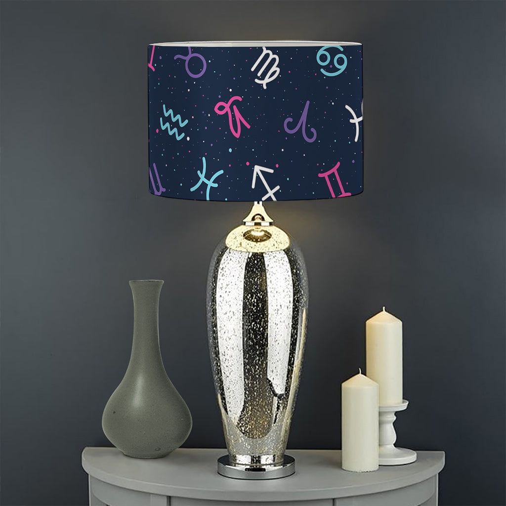 Colorful Zodiac Symbols Pattern Print Drum Lamp Shade