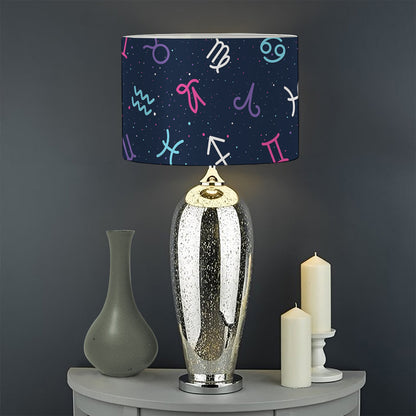 Colorful Zodiac Symbols Pattern Print Drum Lamp Shade