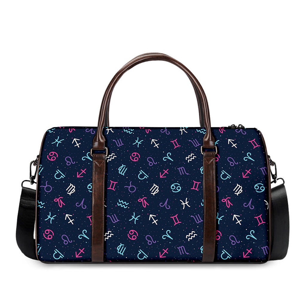 Colorful Zodiac Symbols Pattern Print Duffle Bag