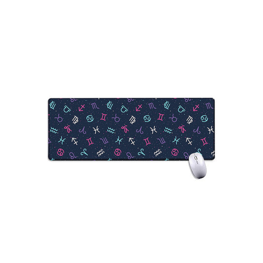 Colorful Zodiac Symbols Pattern Print Extended Mouse Pad