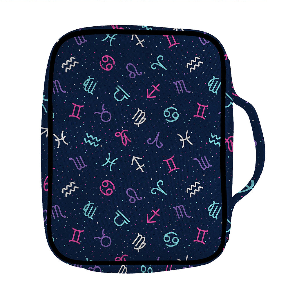Colorful Zodiac Symbols Pattern Print Front Pocket Bible Bag