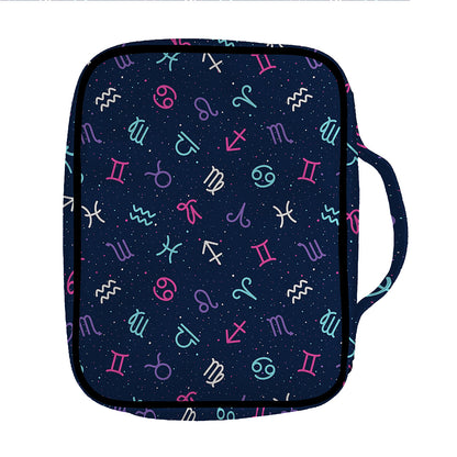 Colorful Zodiac Symbols Pattern Print Front Pocket Bible Bag