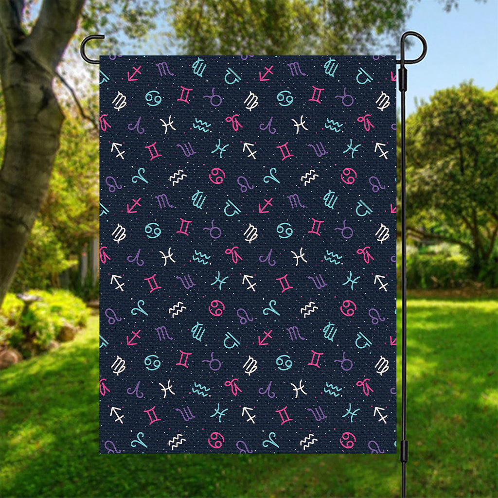 Colorful Zodiac Symbols Pattern Print Garden Flag