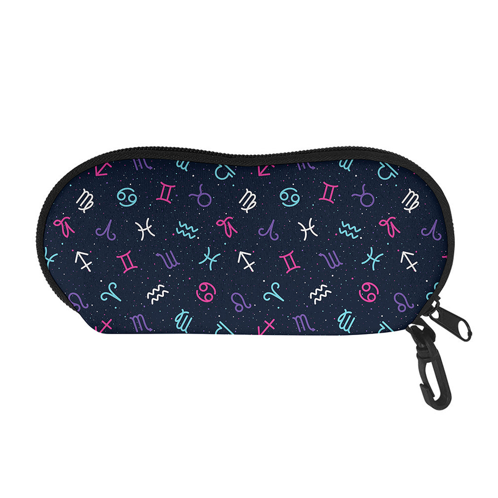 Colorful Zodiac Symbols Pattern Print Glasses Case