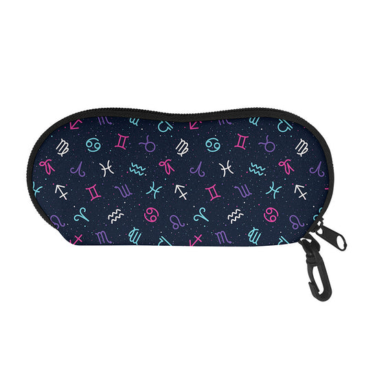 Colorful Zodiac Symbols Pattern Print Glasses Case