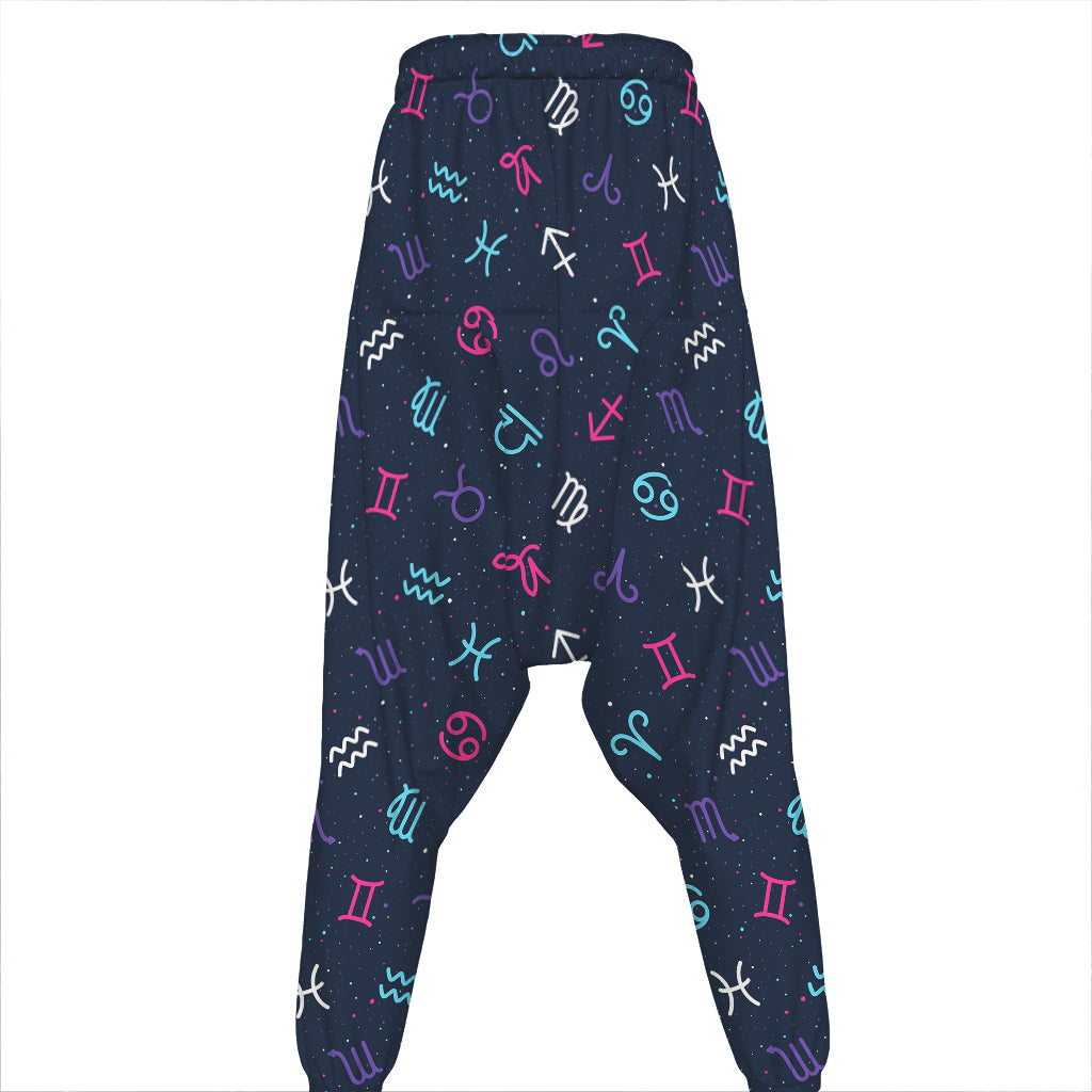 Colorful Zodiac Symbols Pattern Print Hammer Pants