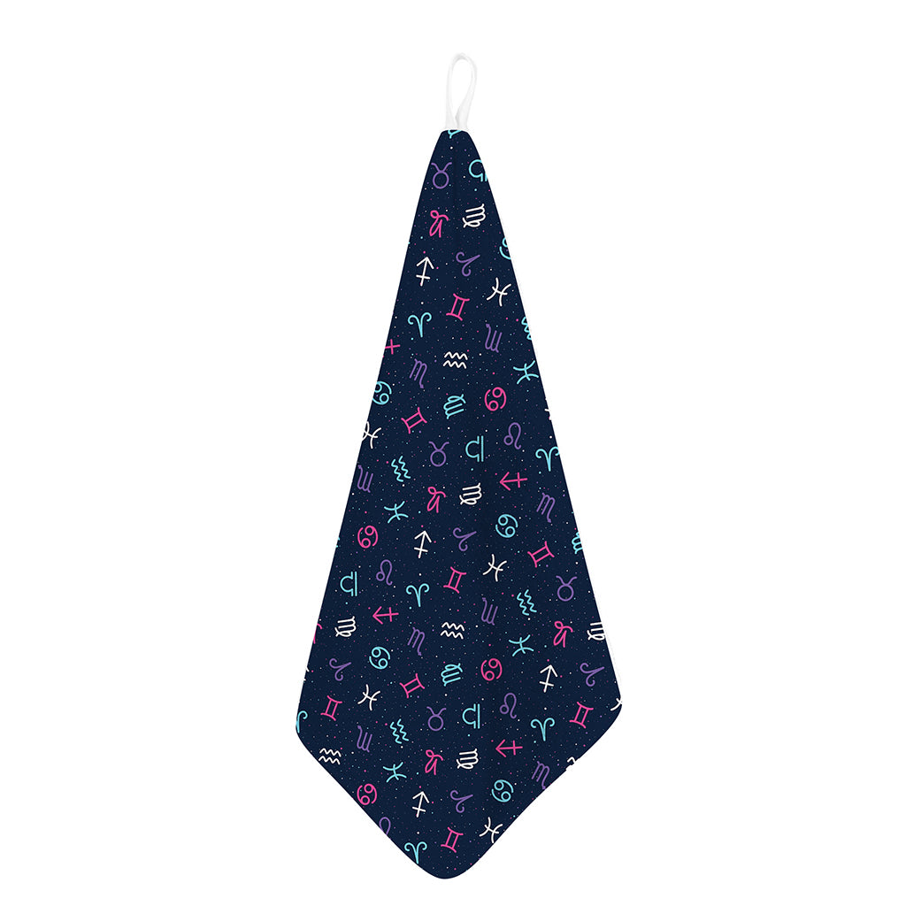 Colorful Zodiac Symbols Pattern Print Hand Towel