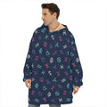Colorful Zodiac Symbols Pattern Print Hoodie Blanket