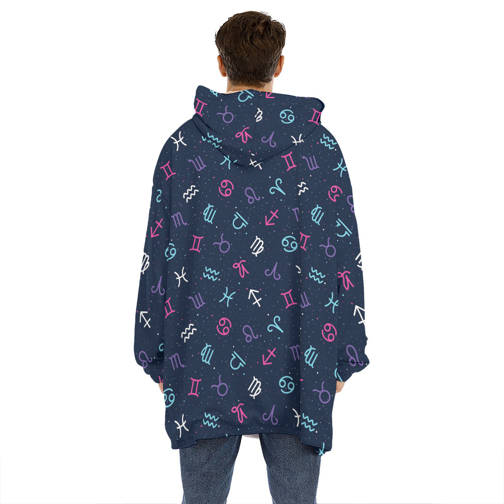 Colorful Zodiac Symbols Pattern Print Hoodie Blanket
