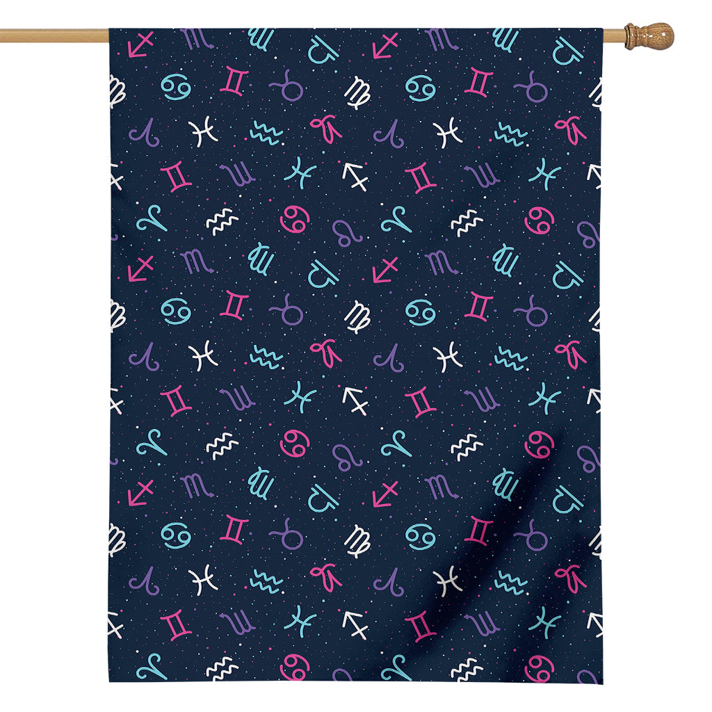 Colorful Zodiac Symbols Pattern Print House Flag