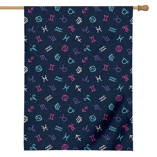 Colorful Zodiac Symbols Pattern Print House Flag